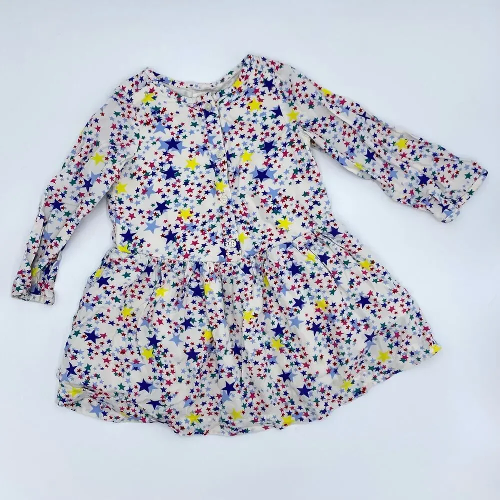 GAP Girl's Multicolor Stars Print Long Sleeve Dress Size 3YO